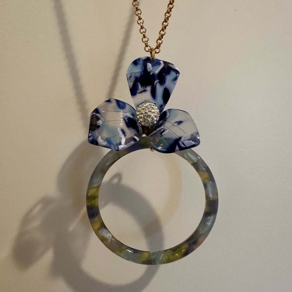 Lele Sadoughi Drop Pendant Flower Necklace